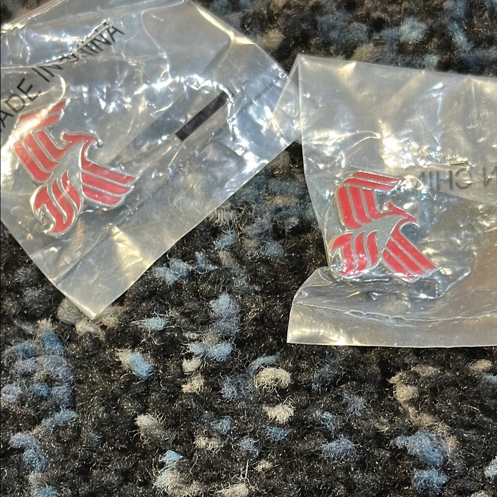 Set of 2 Phoenix Rising Red and Silver Phoenix Logo Pins Set